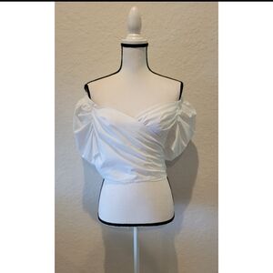 White Off The Shoulder Wrap Crop Top